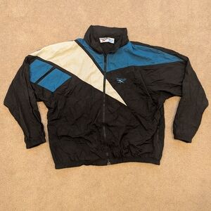 Vintage Reebok Men's Black Retro Colorblock Windbreaker